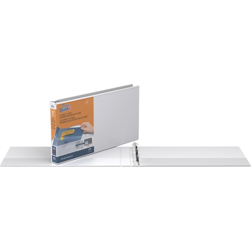 QUICKFIT LANDSCAPE SPREADSHEET ROUND RING VIEW BINDER, 1", 14 X 8 1/2, WHITE