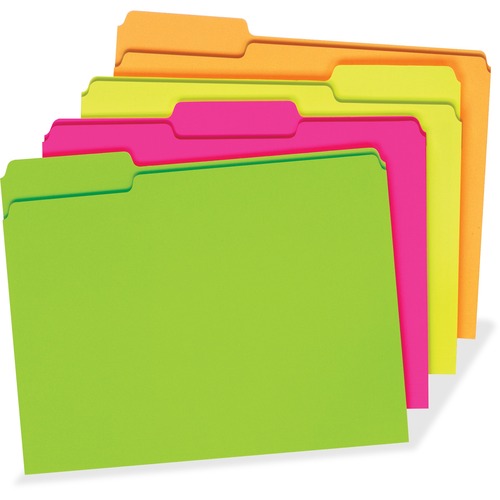 Glow File Folders, 1/3 Cut Top Tab, Letter, Assorted Colors, 24/box