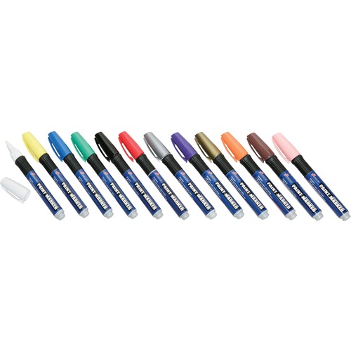7520012074168, PAINT MARKER, MEDIUM POINT, RUBBER GRIP, ASSORTED, 12/SET