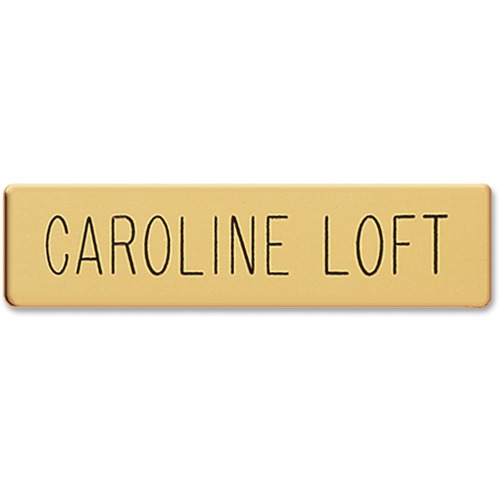 Metal Uniform Badge, 5/8"x2-1/2", Gold w/BK Letters