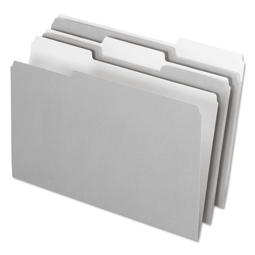 Interior File Folders, 1/3 Cut Top Tab, Legal, Gray, 100/box