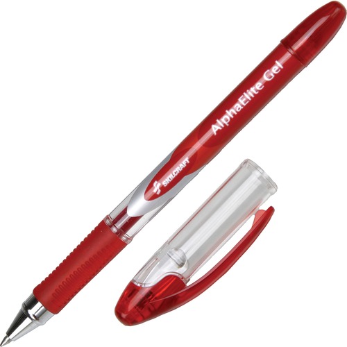 7520015005213, ALPHAELITE ROLLER BALL STICK GEL PEN, RED INK, MEDIUM, DOZEN