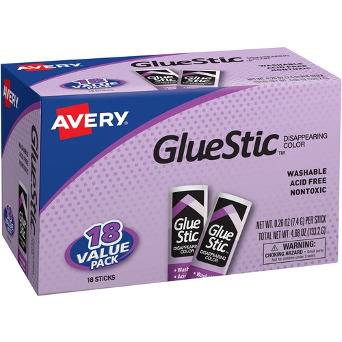 Permanent Glue Stics, Purple Application, .26 Oz, 18/pack