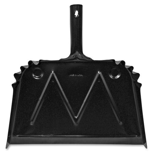 Genuine Joe  Dust Pan, Metal, 20 Gauge Steel, 15.5"x16", Black