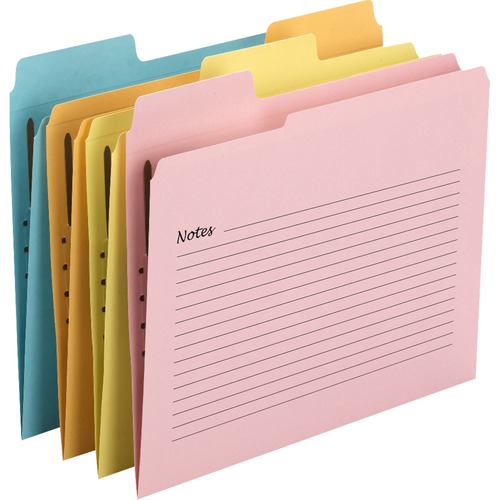 Fastener Folders, Super Tab, Notes, 1/3 Cut, Ltr, 24/PK, Ast