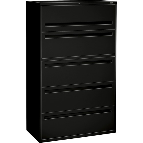 700 Series Five-Drawer Lateral File W/roll-Out & Posting Shelves, 42w, Black