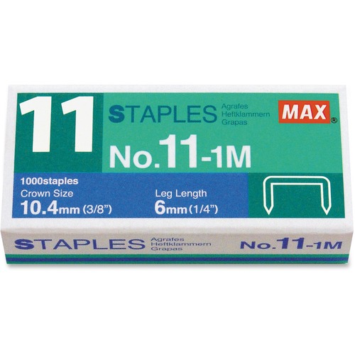No. 11 Mini Staples For Hd-11flk, 1/4" Leg, 3/8"crown Flat Clinch, 1,000/box