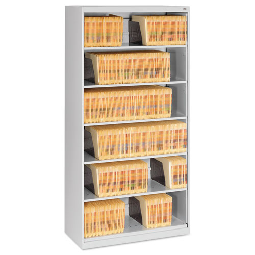 OPEN FIXED 6-SHELF LATERAL FILE, 36 X 16 1/2 X 75 1/4, LIGHT GRAY