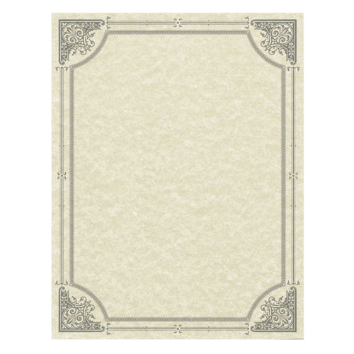 PARCHMENT CERTIFICATES, VINTAGE, 8 1/2 X 11, IVORY, SILVER BORDER, 50/PACK