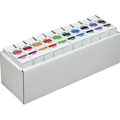 Single Digit End Tab Labels, Color 0-9 Assortment, 500/roll, 5000 Labels/box