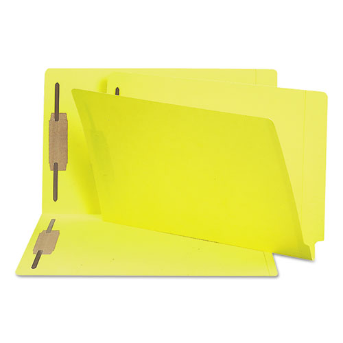 Two-Inch Capacity Fastener Folders, Straight Tab, Legal, Yellow, 50/box