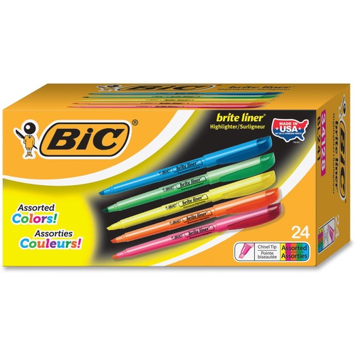 Brite Liner Highlighter, Chisel Tip, Assorted Colors, 24/set