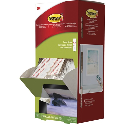 POSTER STRIPS, 5/8" X 1 3/4", WHITE, 100/CARTON