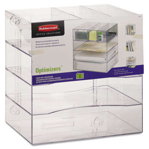 Optimizers Four-Way Organizer With Drawers, Plastic, 10 X 13 1/4 X 13 1/4, Clear