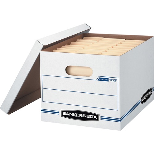 Stor/file Storage Box, Letter/legal, Lift-Off Lid, White/blue, 12/carton