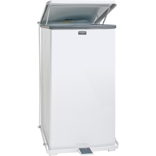 Defenders Biohazard Step Can, Square, Steel, 13 gal, White