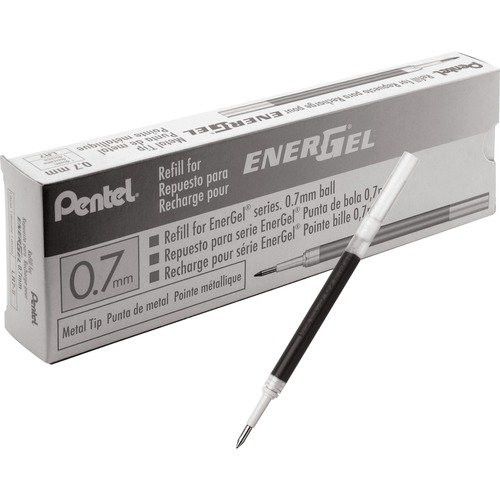 Gel Pen Refills, f/EnerGel, 0.7mm, Fine, 12/BX, Black Ink
