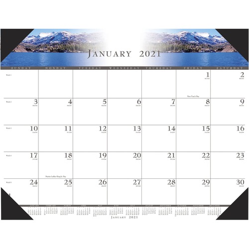 RECYCLED ONE-COLOR PHOTO MONTHLY DESK PAD CALENDAR, 22 X 17, 2019