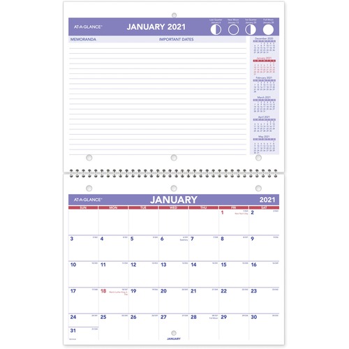 WIREBOUND MONTHLY DESK/WALL CALENDAR, 11 X 8 1/2, 2019