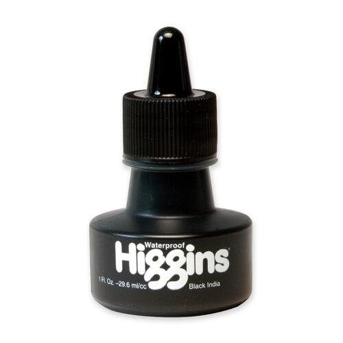 Waterproof Pigmented Drawing Ink, Black, 1oz Bottle