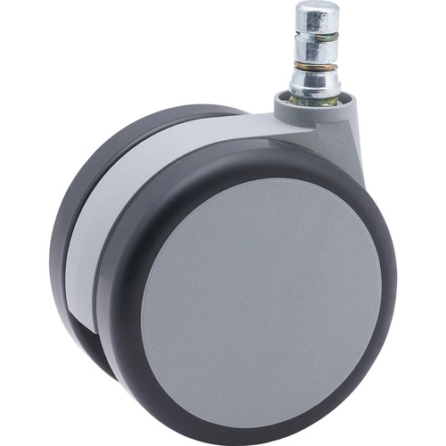 Gemini Series Heavy-Duty Twin Wheel Hard Floor Casters, R Stem, Gray, 5/set
