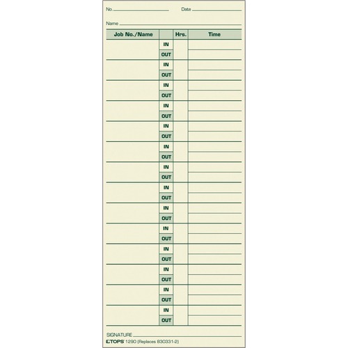Job Cards, 3-1/2"x8-1/2", 500/BX, Green Ink/Manila Paper