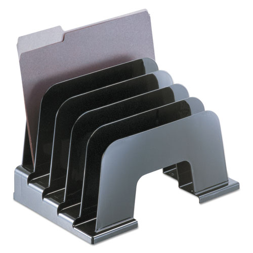 Large Incline Sorter, Five Sections, Plastic, 13 1/4 X 9 X 9, Black