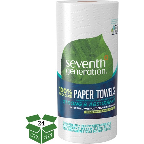 100(percent) Recycled Paper Towel Rolls, 2-Ply, 11 X 5.4 Sheets, 156 Sheets/rl, 24 Rl/ct