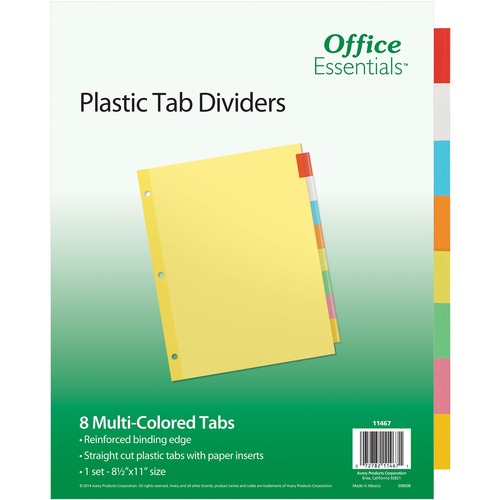 Plastic Insertable Dividers, 8-Tab, Letter