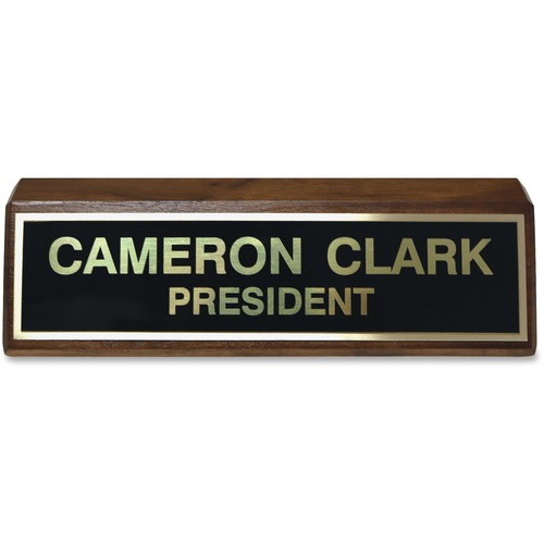 Brass Plate Mounted On Wood, 2"x8", Black
