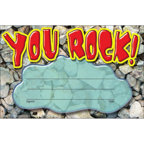 Recognition Awards, You Rock, 8 1/2w By 5 1/2h, 30/pack