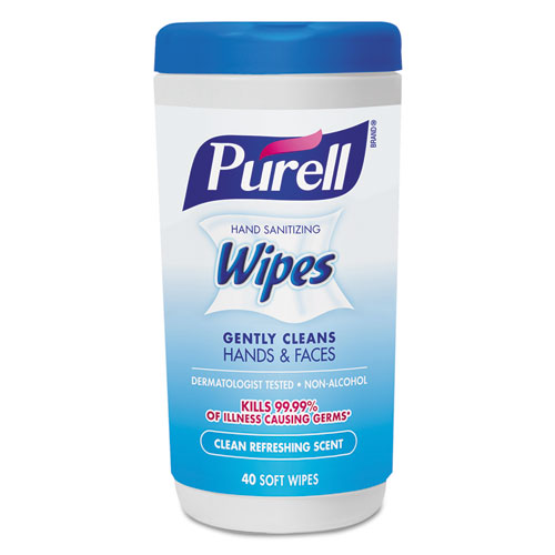 Hand Sanitizing Wipes, 5 7/10 X 7 1/2, Clean Refreshing Scent, 40/canister