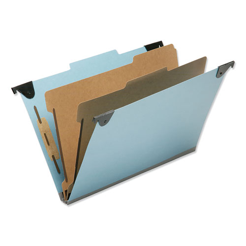 7530016216199, HANGING FILE FOLDER, LEGAL, 6 SEC, 2/5 CUT TOP TAB, BLUE, 5/BOX
