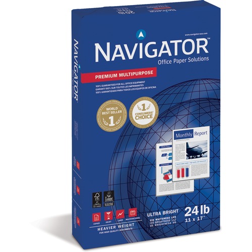 PREMIUM MULTIPURPOSE COPY PAPER, 99 BRIGHT, 24LB, 11 X 17, WHITE, 500 SHEETS/REAM, 5 REAMS/CARTON
