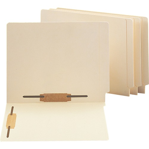 END TAB FASTENER FOLDERS W/REINFORCED TAB, 2 FASTENERS, LETTER, MANILA, 50/BX