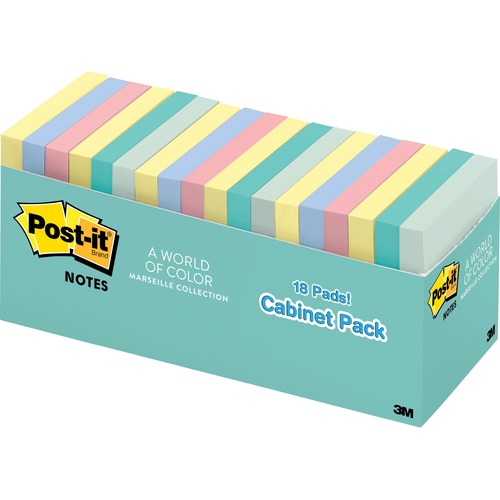Post-it Notes, Orig Pad, 3"x3", 100 SH/PD, 18/PK, Marseille