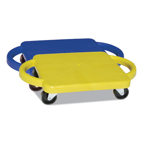 Scooter With Handles, Blue/yellow, 4 Rubber Swivel Casters, Plastic, 12 X 12