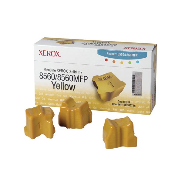 108R00725 SOLID INK STICK, 3400 PAGE-YIELD, YELLOW, 3/BOX