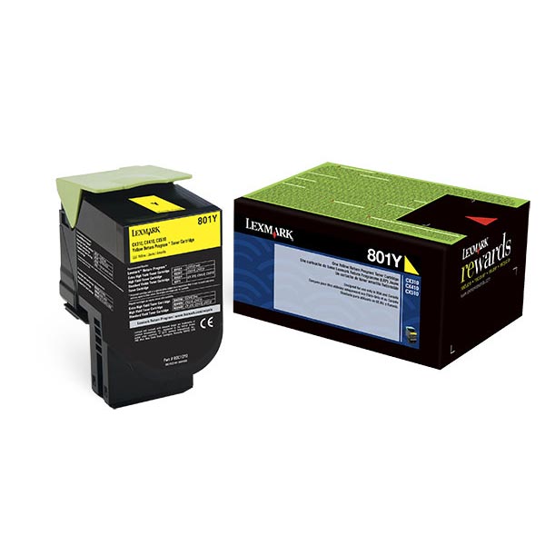 Toner Cartridge, 801Y, 1000 Page Yield, Yellow
