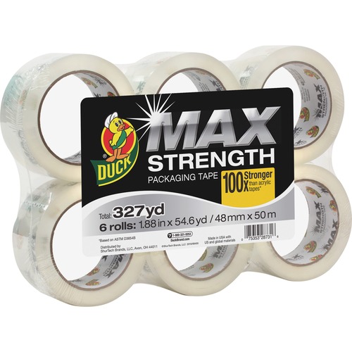 Max Packaging Tape, 1.88" X 54.6 Yds, 3" Core, Crystal Clear, 6/pack
