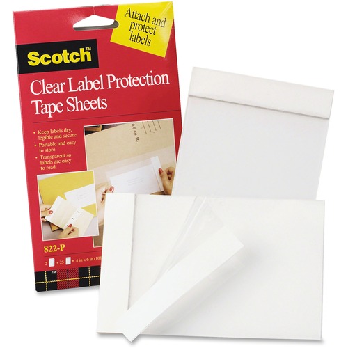 Scotchpad Label Protection Tape Sheets, 4 X 6, Clear, 25/pad, 2 Pads/pack