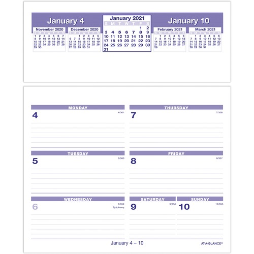 FLIP-A-WEEK DESK CALENDAR REFILL, 5 5/8 X 7, WHITE, 2019