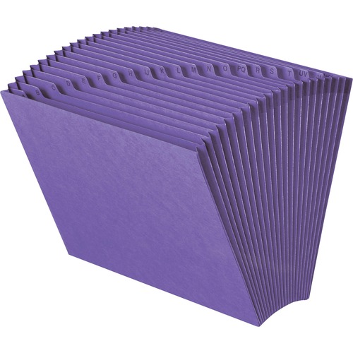 Heavy-Duty A-Z Open Top Expanding Files, 21 Pockets, Letter, Purple