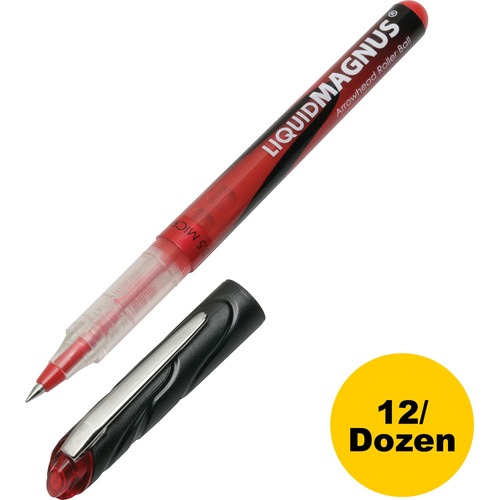 7520014940908, LIQUID MAGNUS ROLLER BALL STICK PEN, RED INK, NEEDLE, DOZEN