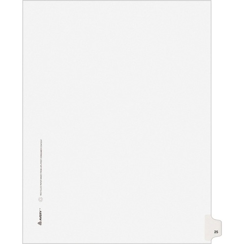 Avery-Style Legal Exhibit Side Tab Divider, Title: 25, Letter, White, 25/pack