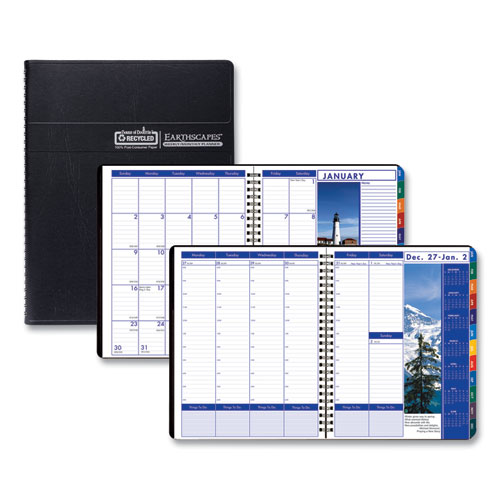 RECYCLED EARTHSCAPES WEEKLY/MONTHLY PLANNER, 8 1/2 X 11, BLACK, 2019