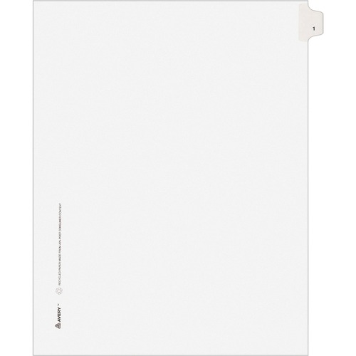 Avery-Style Legal Exhibit Side Tab Divider, Title: 1, Letter, White, 25/pack
