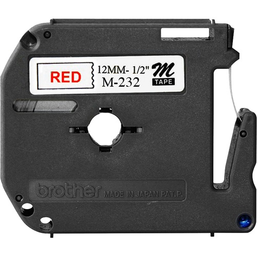 M Series Tape Cartridge For P-Touch Labelers, 1/2"w, Red On White