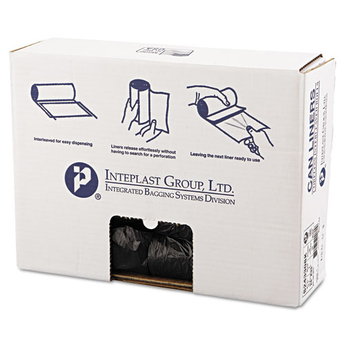 Interleaved High-Density Can Liners, 24x33, 16gal, 8mic, Bk, 50/rl, 20 Rl/ct