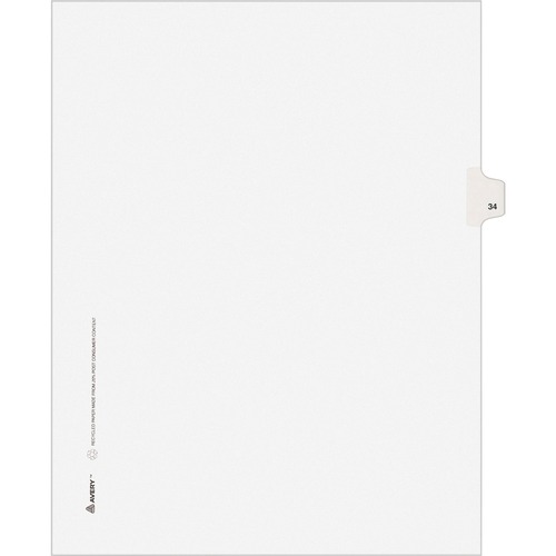 Avery-Style Legal Exhibit Side Tab Divider, Title: 34, Letter, White, 25/pack